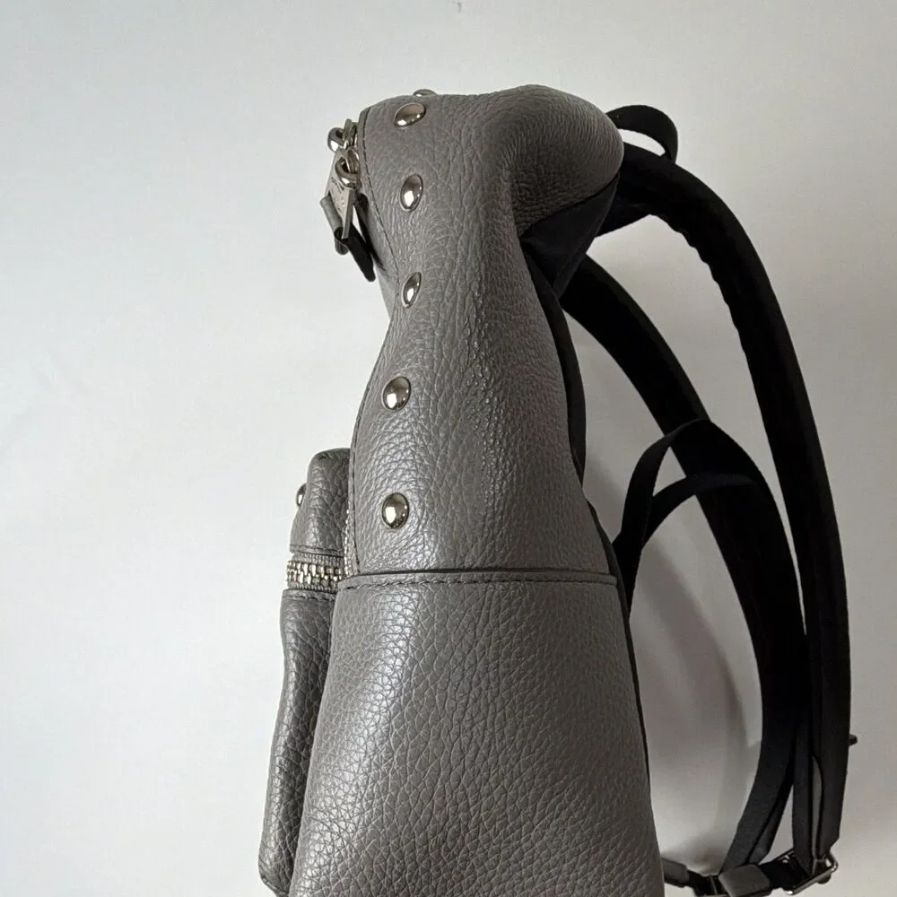 Coach Gray Medium Backpack Studded Zip Closure Adjustable Strap Pockets Lined